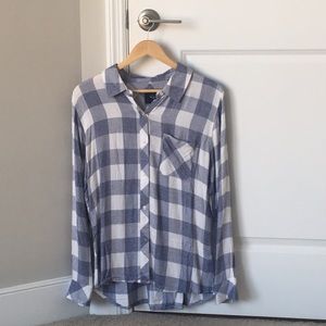 Rails Hunter Denim and White Check Plaid Shirt